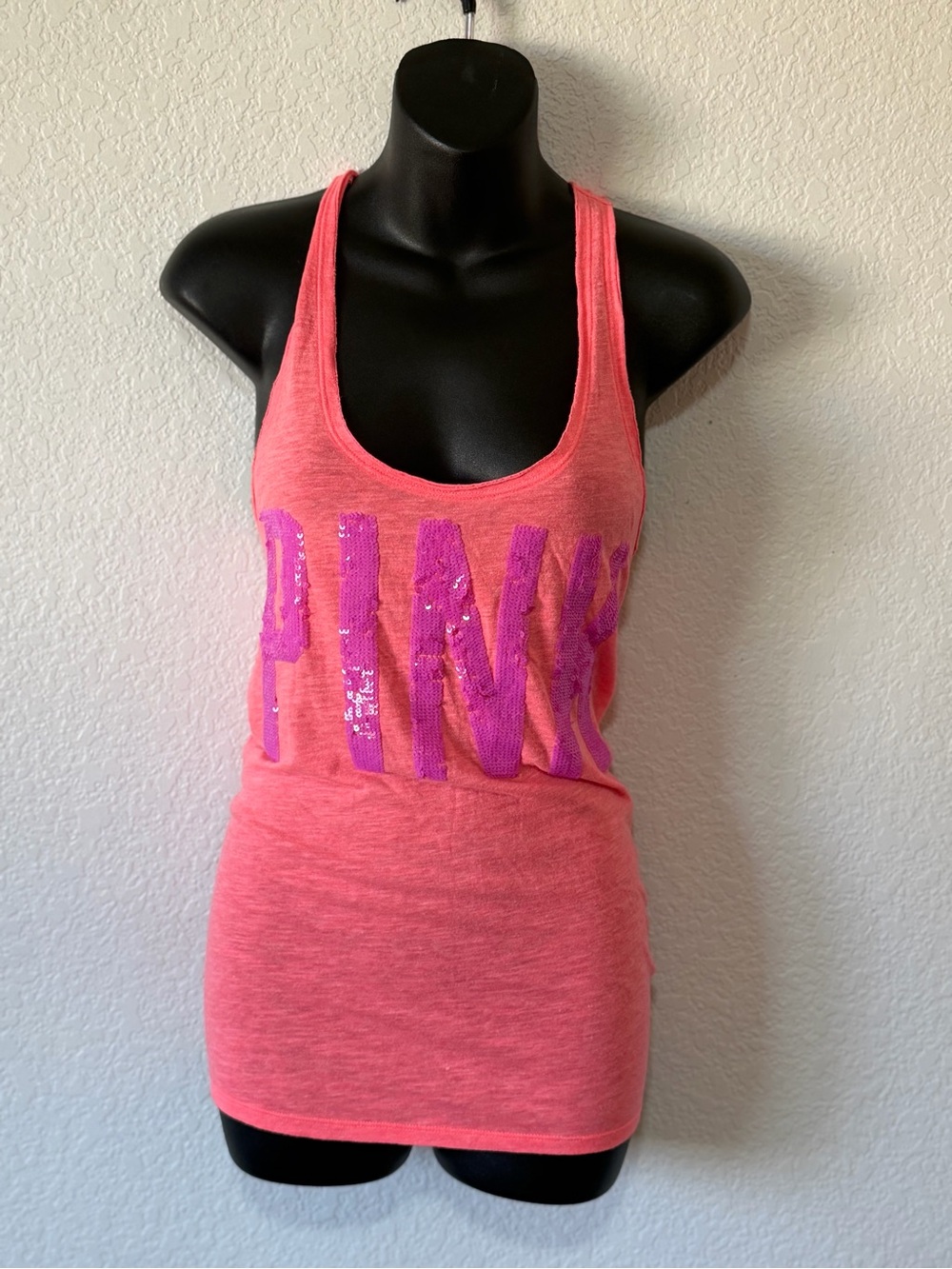 Y2k VS PINK Sequin Bling Racerback Tank Top
